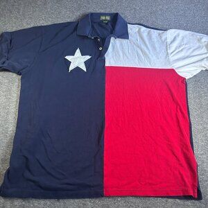 Tiger Hill Texas‎ Flag Vintage 90s Classic Embroidered Polo Shirt sz 4XL